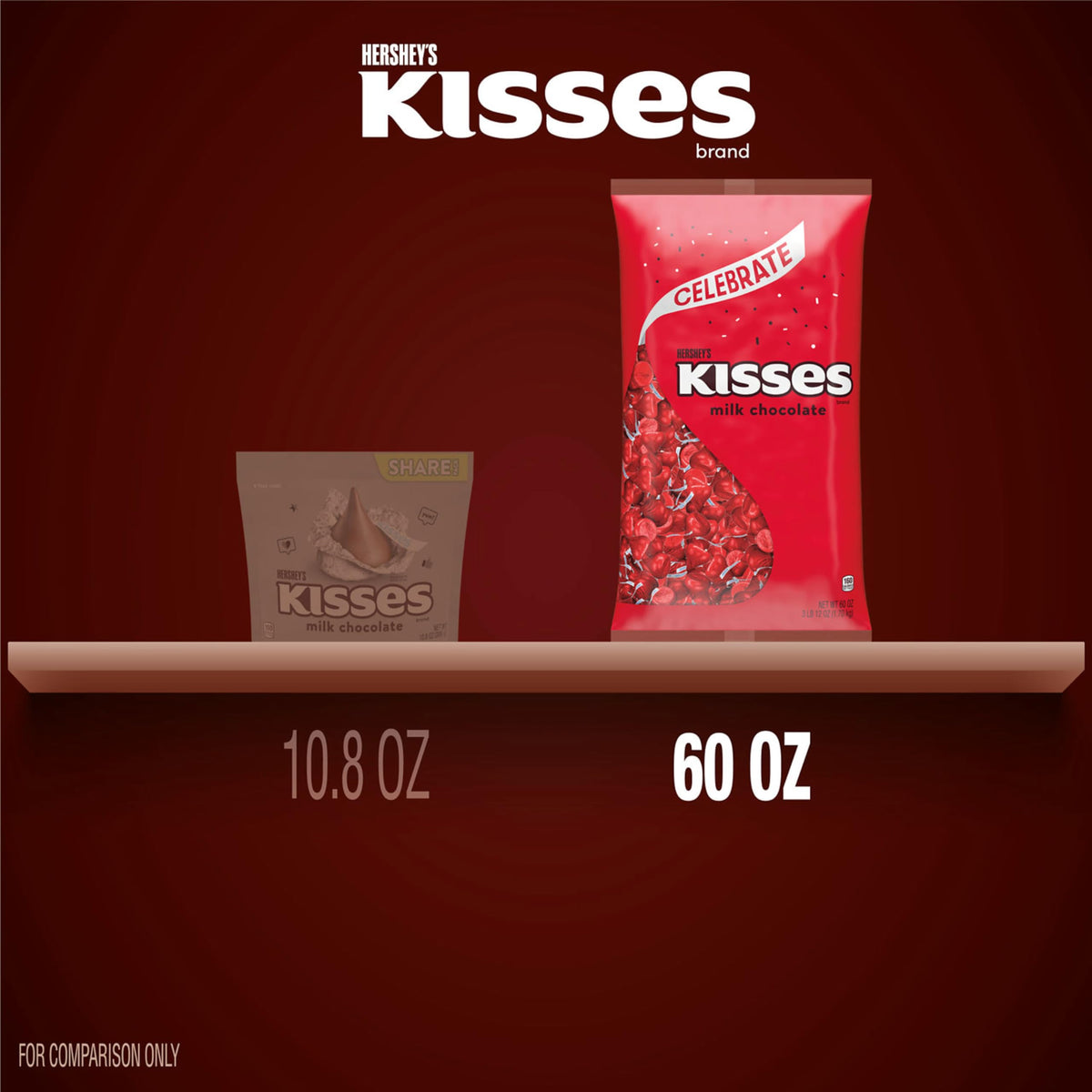 HERSHEY'S KISSES Milk Chocolate Candy Bulk Bag, 60 oz – Holiday Treats, Stocking Stuffers & Party Favors