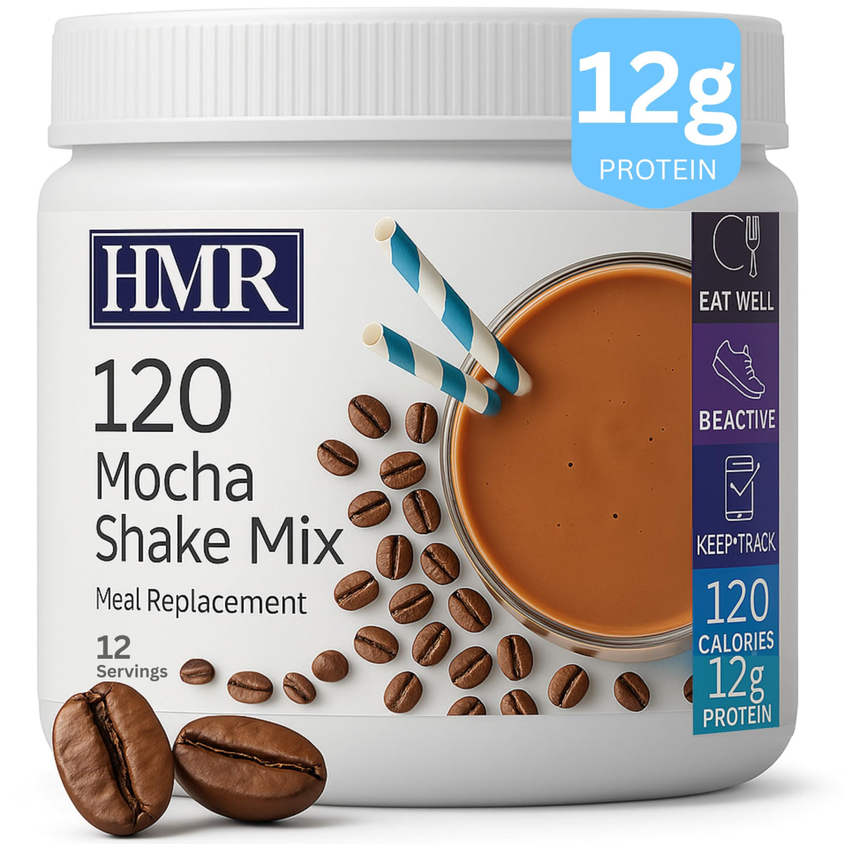 HMR 120 Shake Meal Replacement Powder – Mocha Shake for Healthy Weight Management (12g Protein, 12 Servings)