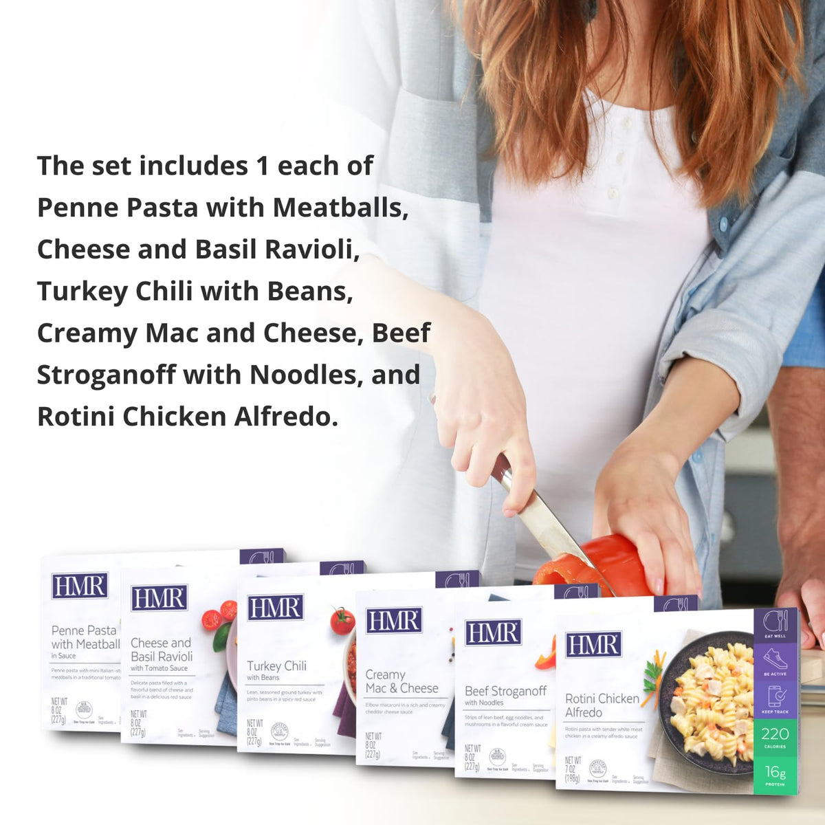 HMR Pasta Picks Entrée Pack – 6 Ready-to-Eat Meals, 7–8 oz Each, 10–16 g Protein