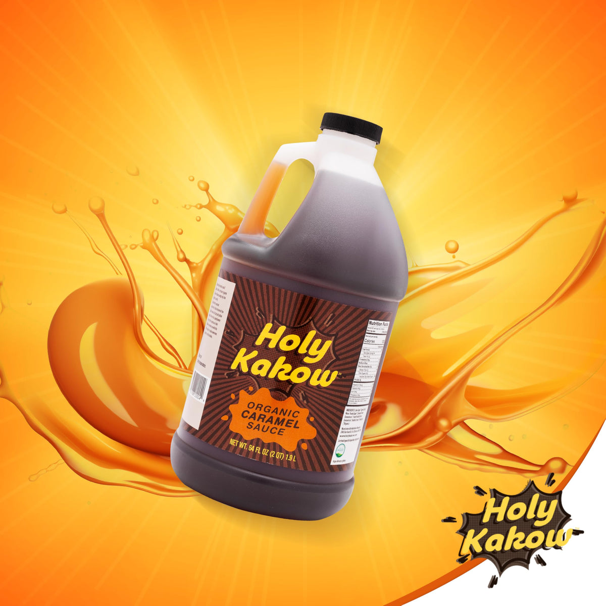 Holy Kakow Organic Caramel Sauce - Vegan, Dairy-Free, Gluten-Free, 64 Oz