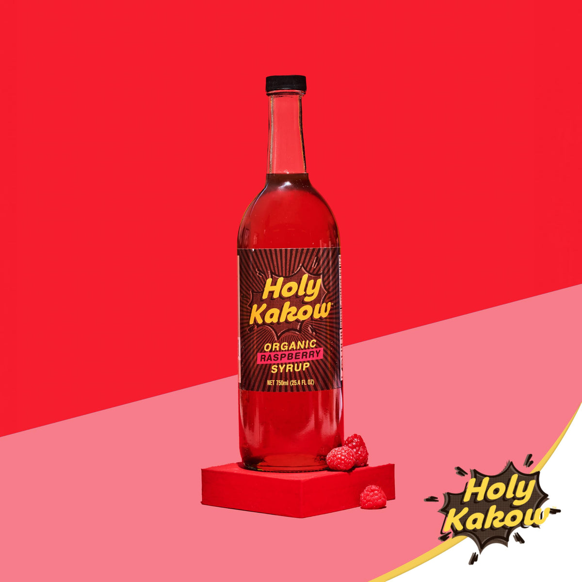 Holy Kakow Organic Raspberry Syrup - 750ml | Vegan, Gluten-Free, GMO-Free, No Preservatives
