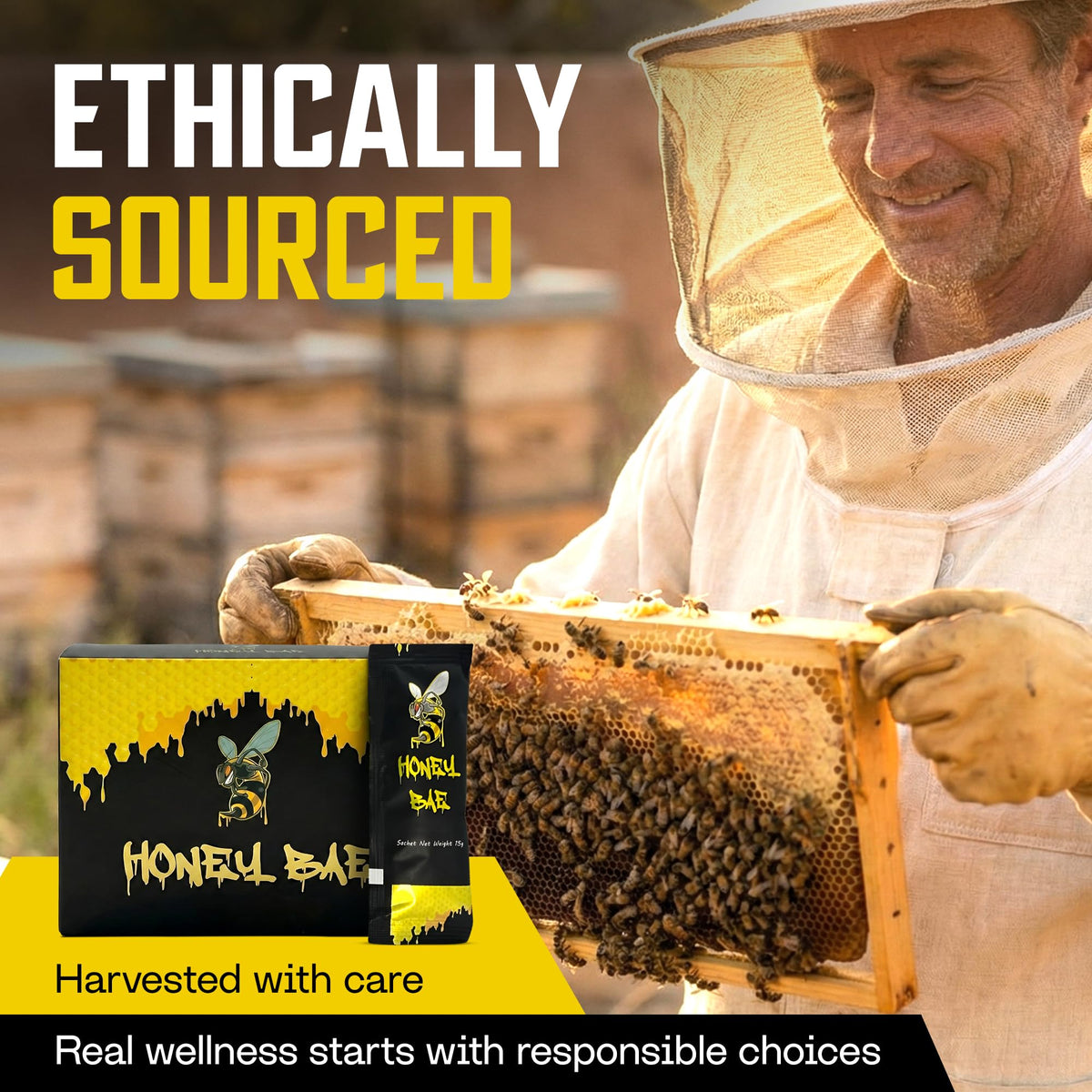 Honey Bae Natural Honey Sachets – Herbal Vitality & Energy for Men