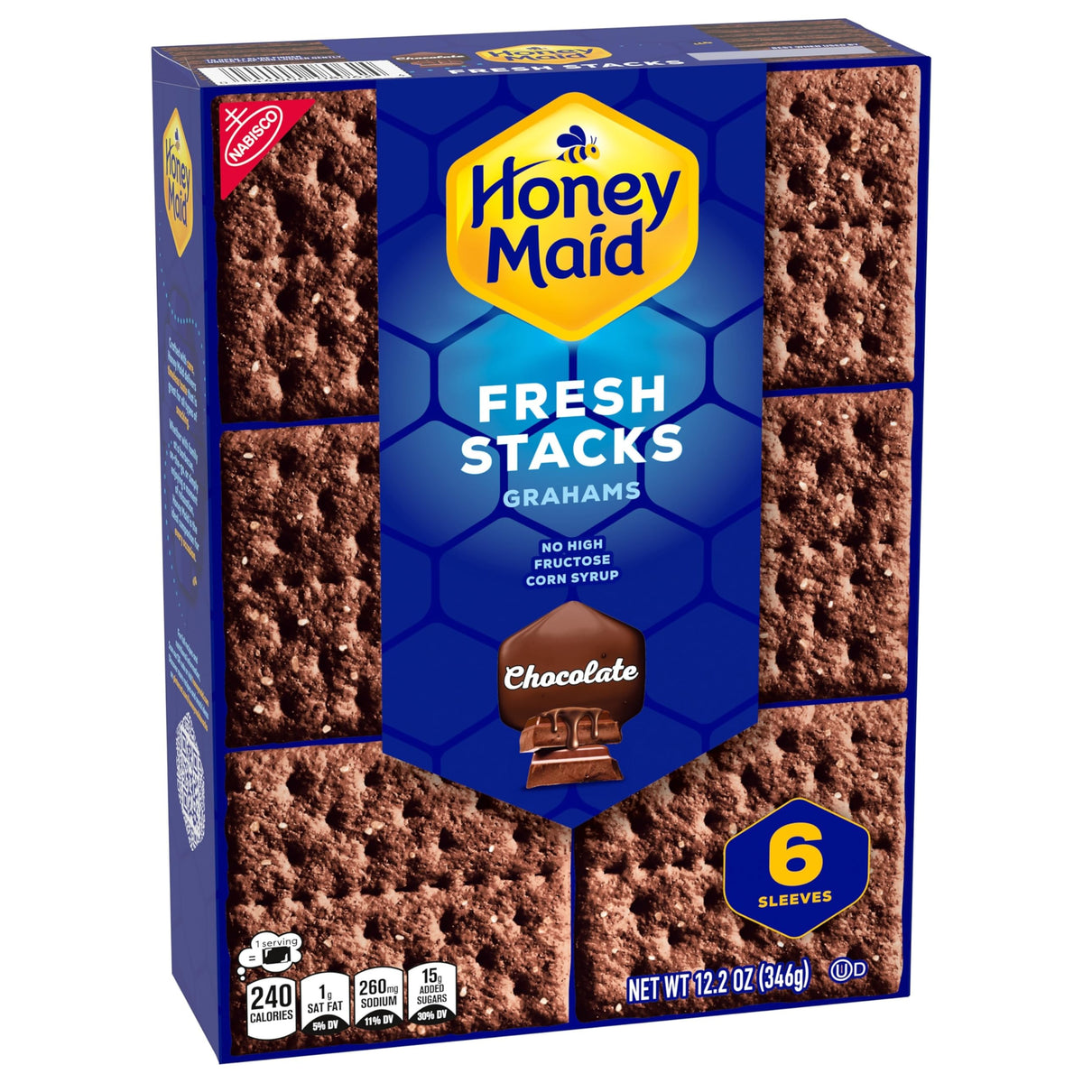 Honey Maid Fresh Stacks Chocolate Graham Crackers – Bulk Travel Snacks (6 Boxes, 36 Packs)