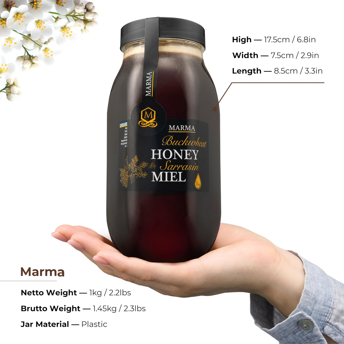 HONIGMA Marma Buckwheat Honey | 1000g Raw Ukrainian Buckwheat Honey