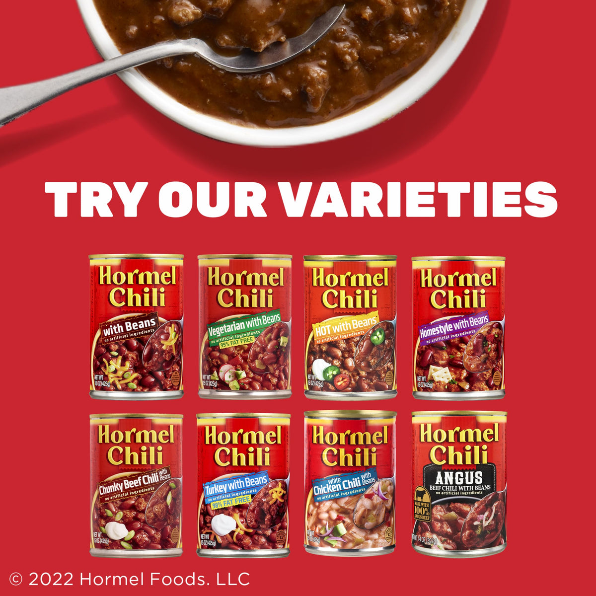 Hormel Chili with Beans, 19 oz Can (Pack of 12) | Slow-Simmered Beef Chili, Gluten Free