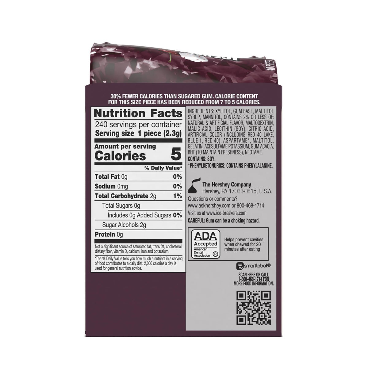 Ice Breakers Ice Cubes Black Cherry Sugar Free Gum Bottles – 6 Pack, 40 Pieces