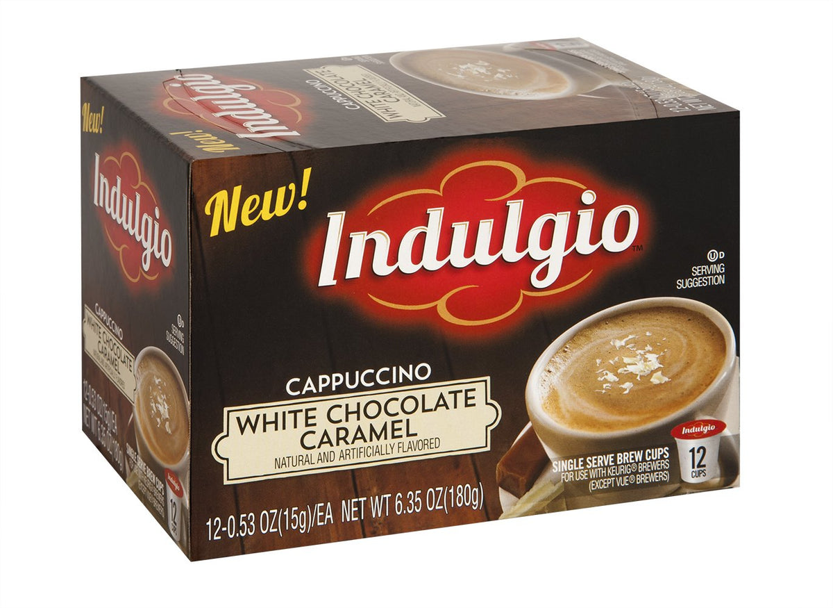 Indulgio 72 Count K-Cups White Chocolate Caramel Cappuccino | Compatible with Keurig 2.0 Brewers