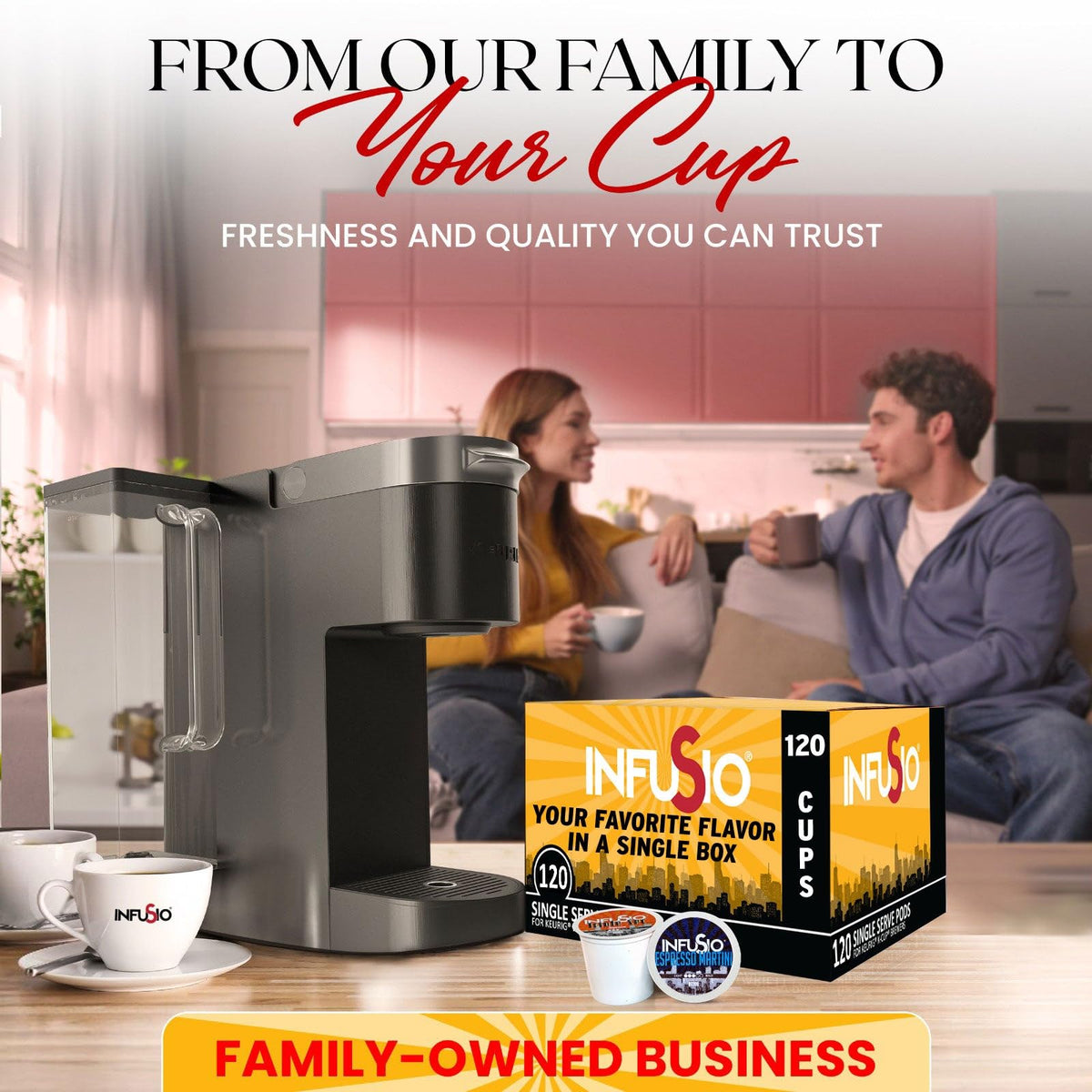 InfuSio Flavored Coffee Pods Variety Pack – 120 Cups, 12 Cocktail-Inspired Blends, Keurig K-Cup Compatible