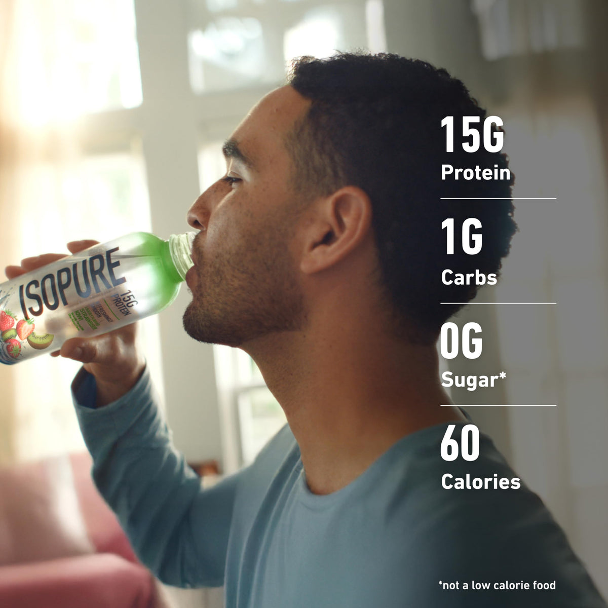 Isopure Clear Protein Water with Electrolytes — 15g Whey, Zero Sugar, Strawberry Kiwi