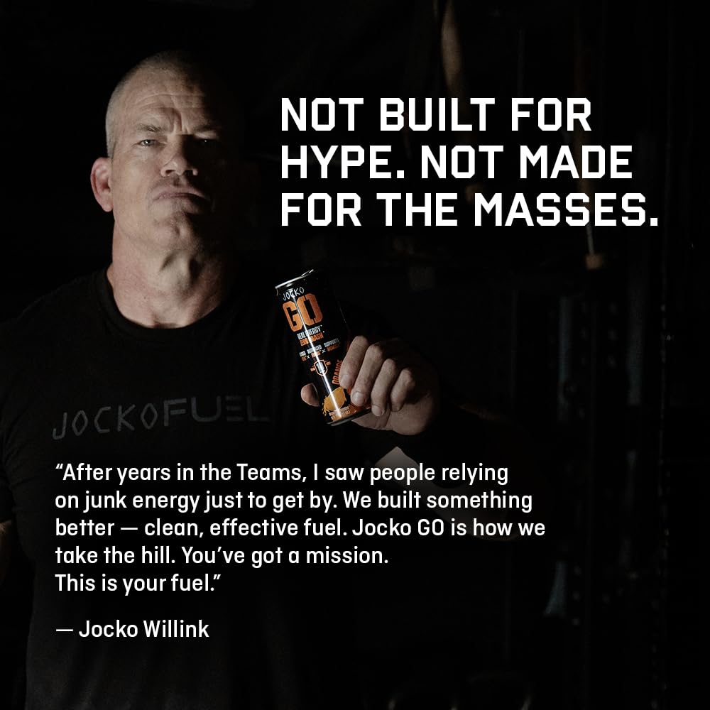 Jocko GO Energy Drink Blue Raspberry – Keto, Sugar Free, Nootropic (12 Pack) | Jocko Fuel