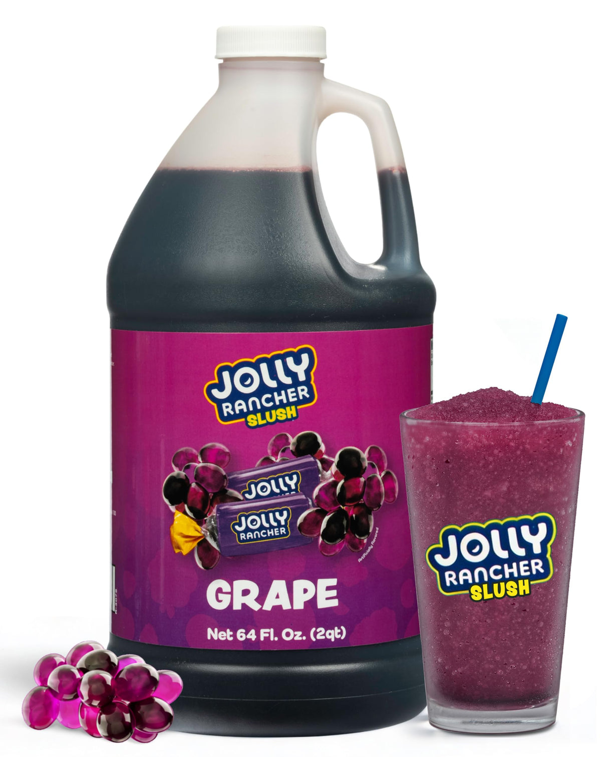 JOLLY RANCHER® Grape Beverage Mix – Fruit Flavor Slushie Mix for Machine, 1/2 Gallon Bottle – Frozen Drink Concentrate, 5:1 Ratio for Slushie & Frozen Drink Machines