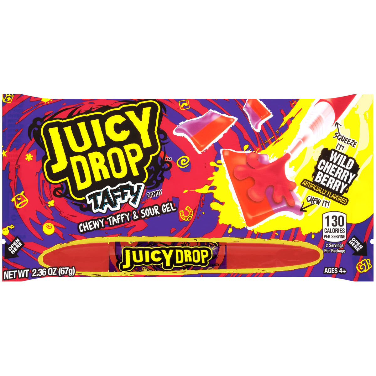 Juicy Drop Taffy Variety Pack – Sweet & Sour Candy Dispensers, 16 Count