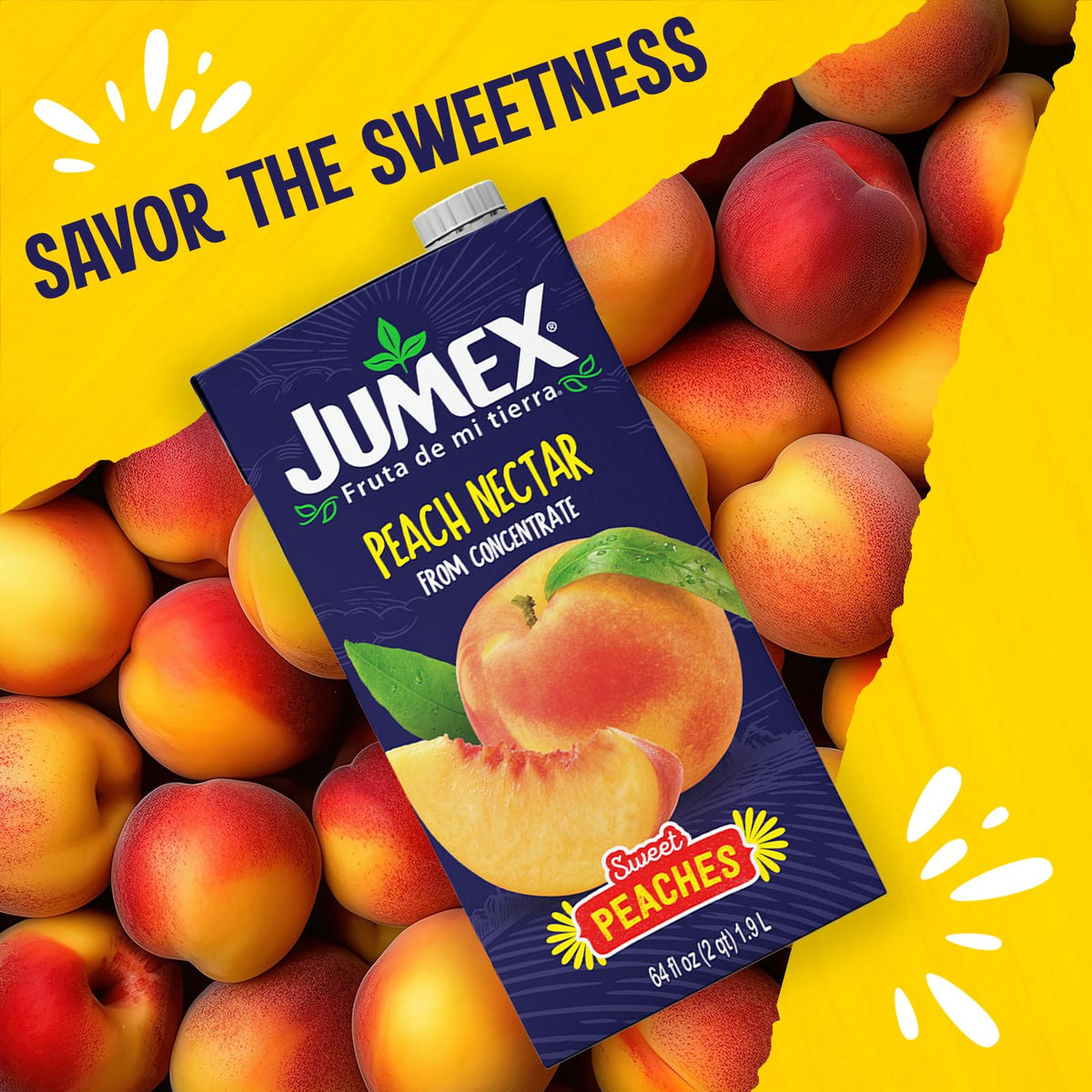 Jumex Peach Nectar – Fresh Peach Puree, 64oz, 8-Pack