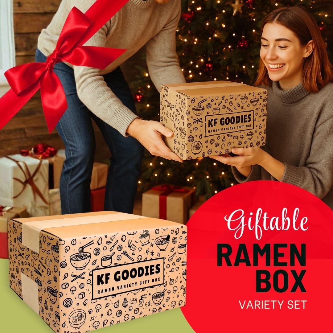 KF GOODIES Korean Ramen Variety Pack Gift Box (12 Count) – Spicy Buldak Noodle Assortment for Gifting, Care Packages & Office Snacks