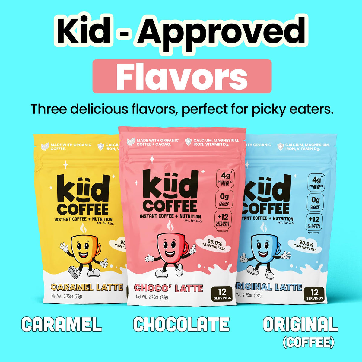 Kiid Coffee - 99.9% Caffeine-Free Organic Kids’ Coffee | 12 Vitamins & 4g Prebiotics