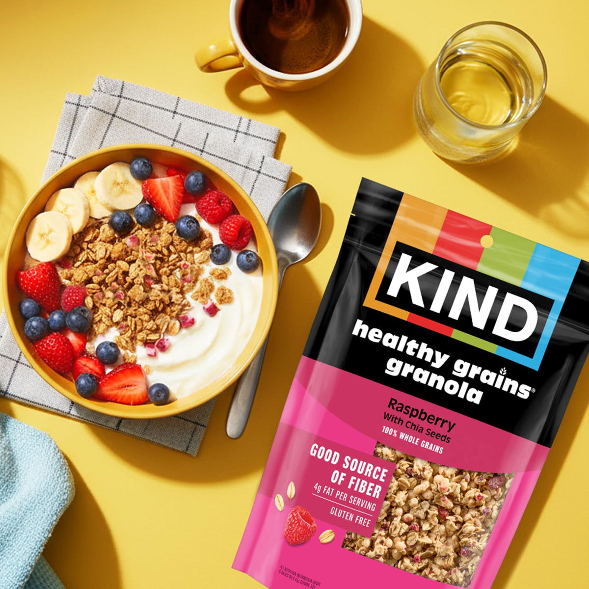 Kind Healthy Grains Raspberry Granola with Chia Seeds – Gluten Free, 11oz, 6 Pack