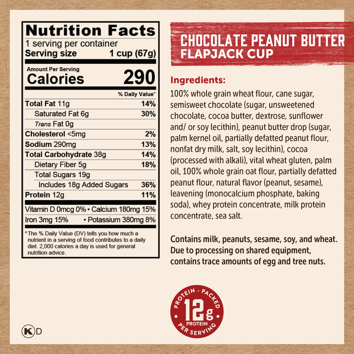 Kodiak Cakes Pancake On the Go – Chocolate Peanut Butter, 2.5 oz Pack of 12 | Quick High-Protein Breakfast