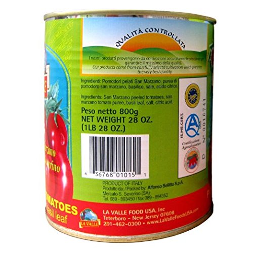 La Valle San Marzano D.O.P. Italian Peeled Tomatoes – 6-Pack 28 oz Cans