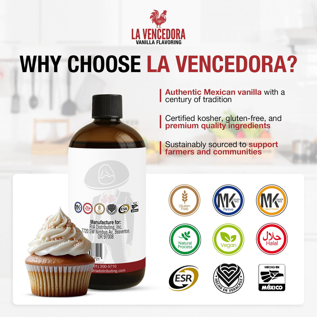 La Vencedora Mexican Vanilla – Large 32oz Bottles (Pack of 2) for Baking & Desserts