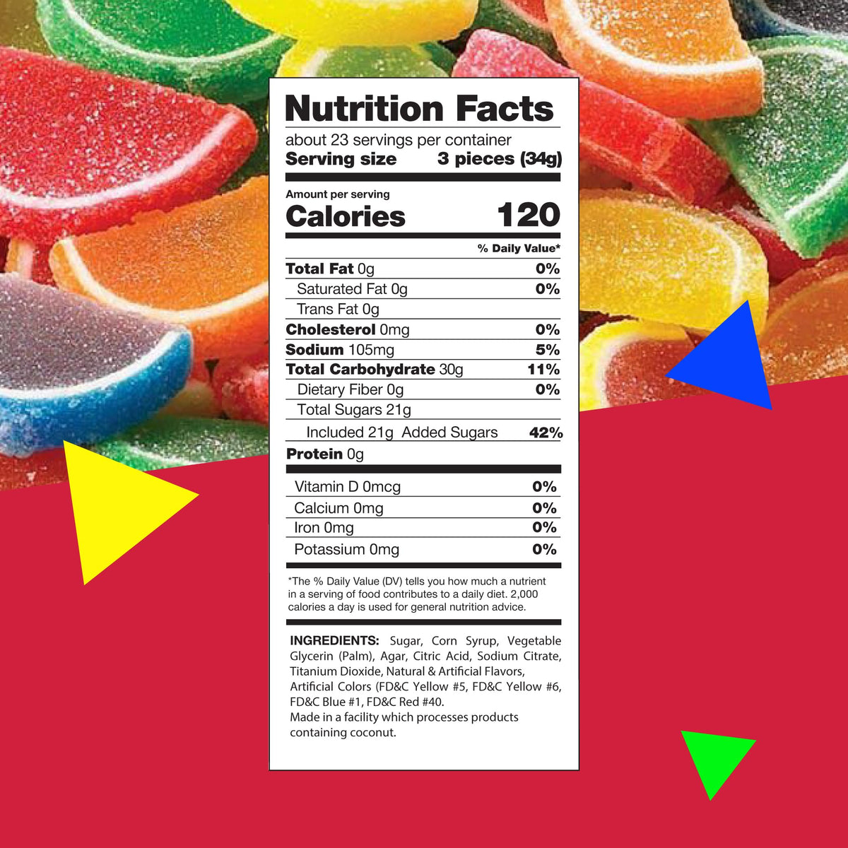 LAETAFOOD Fruit Slices Jelly Candy – 2.5 lb Bag (70 Count) | Nostalgic Assorted Flavors