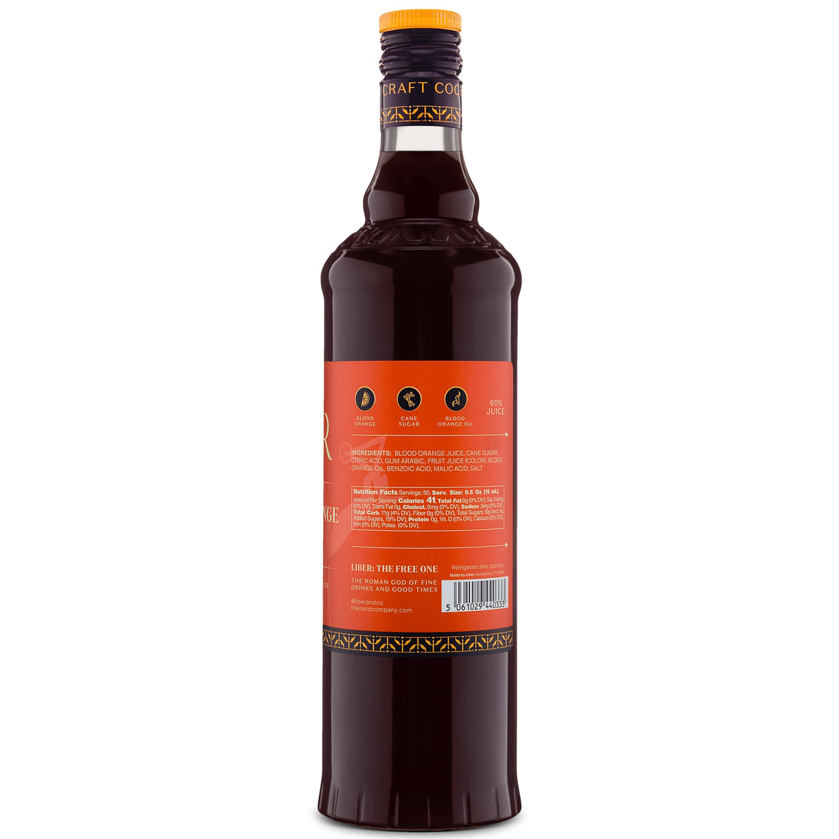 Liber & Co. Blood Orange Syrup | Craft Cocktail Mixer with California Moro Oranges | 25.4 oz (Makes 34-50 Drinks)