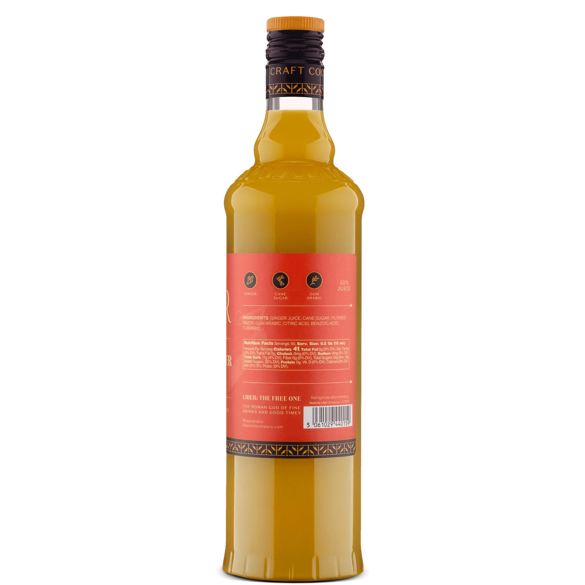Liber & Co. Fiery Ginger Syrup — 50% Organic Peruvian Ginger Juice, 25.4 oz
