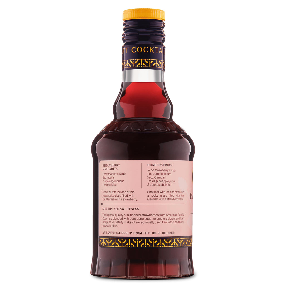 Liber & Co. Pacific Strawberry Syrup — 60% Strawberry Juice, All Natural, 12.7 oz (Makes 25 Drinks)