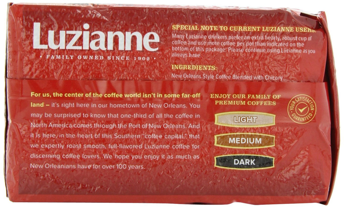 Luzianne Coffee & Chicory Medium Roast Ground Coffee — 13oz Bag (Pack of 4)