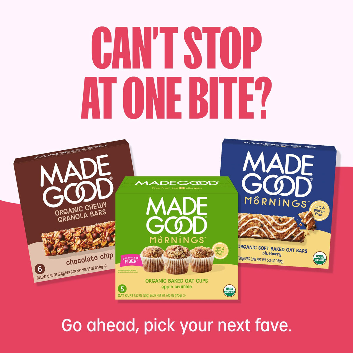 MadeGood Granola Bites Chocolate Chip & Strawberry Variety Pack – 28-Count, Gluten Free & Organic