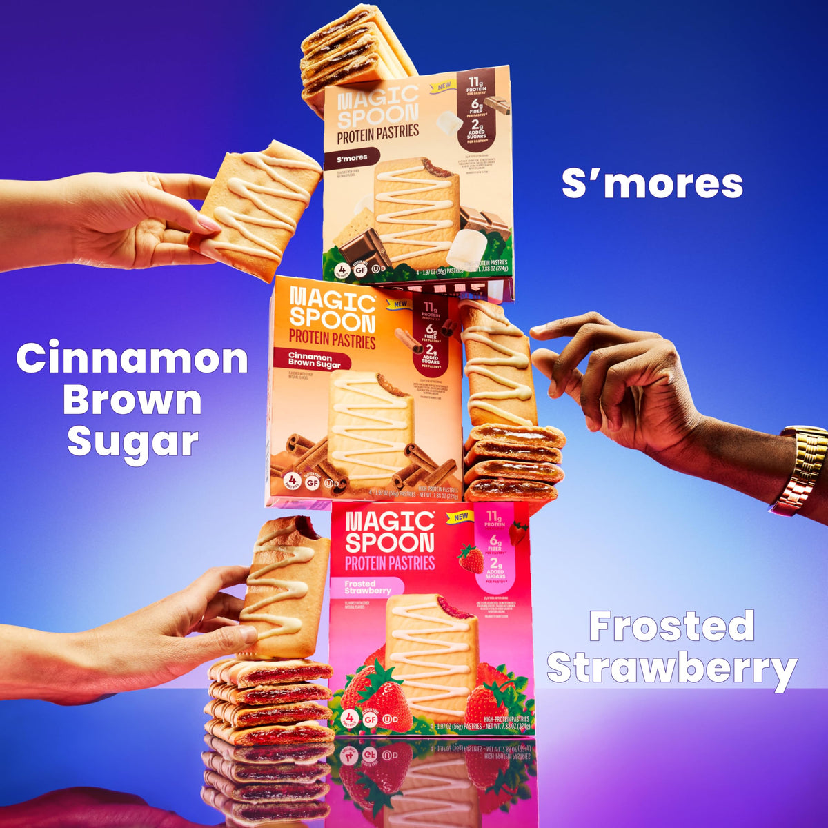 Magic Spoon High Protein Pastries Cinnamon Brown Sugar – 11g Protein, 6g Fiber, 5g Net Carbs, 3g Sugar | Gluten Free, Grain Free, Keto Friendly – 3 Boxes (12 Pastries Total)