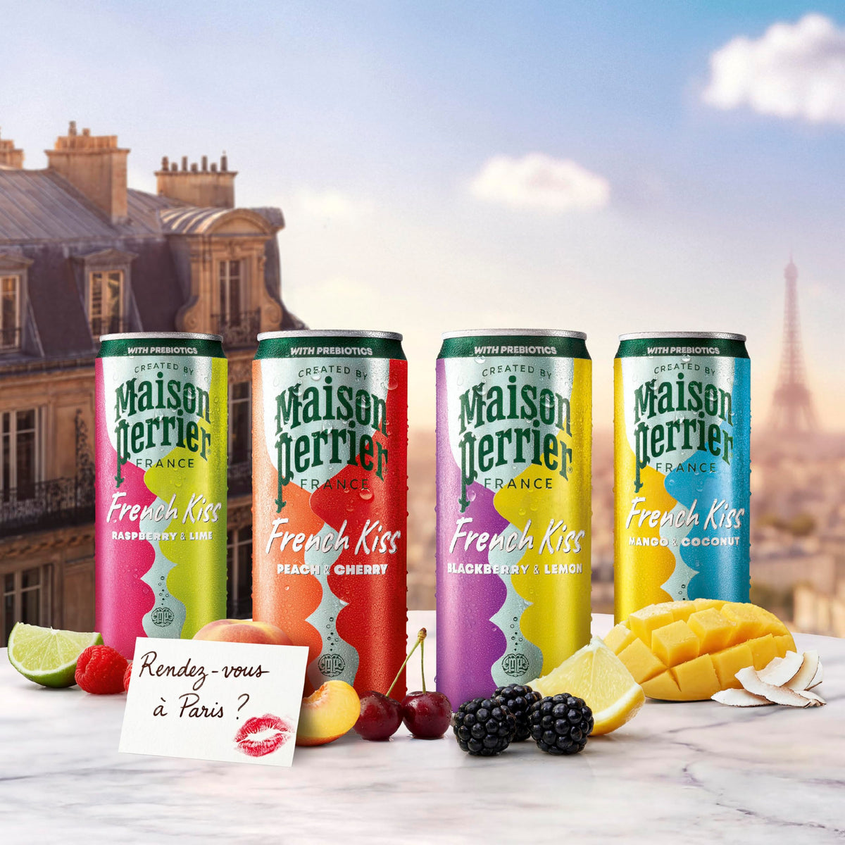 Maison Perrier French Kiss Sparkling Juice Beverage – Blackberry & Lemon with Real Fruit Juices, 24 Pack