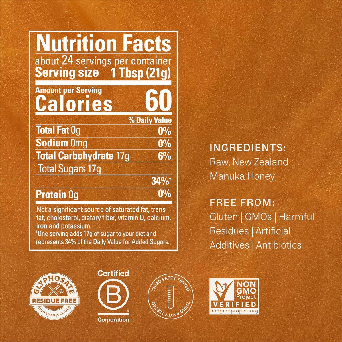Manukora Raw Manuka Honey MGO 50+ 500g – Traceable NZ Honey, Non-GMO, Glyphosate Free