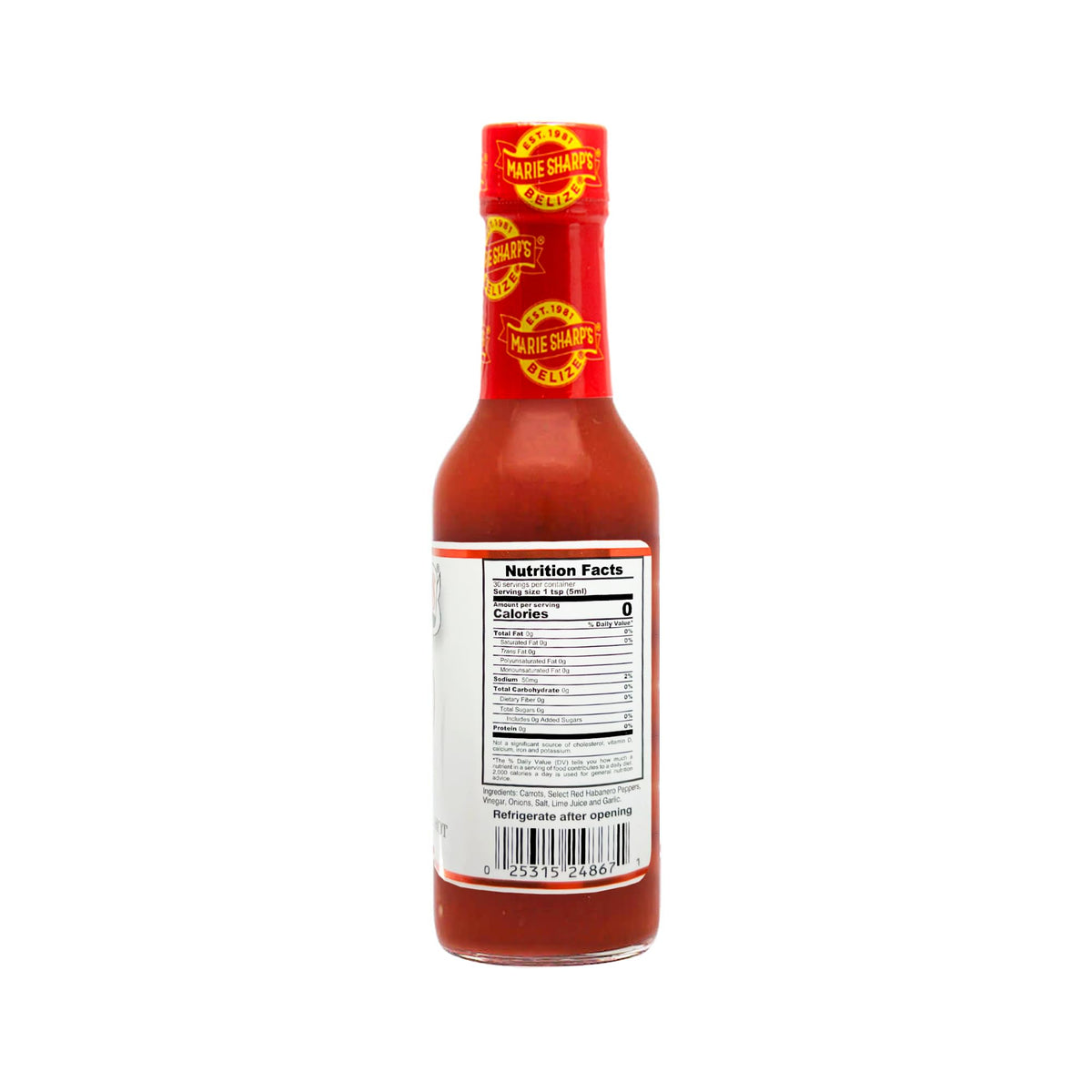 Marie Sharp's Hot Habanero Pepper Sauce – Belizean Pepper Sauce with Fresh Red Habaneros, 5 oz (Pack of 6)
