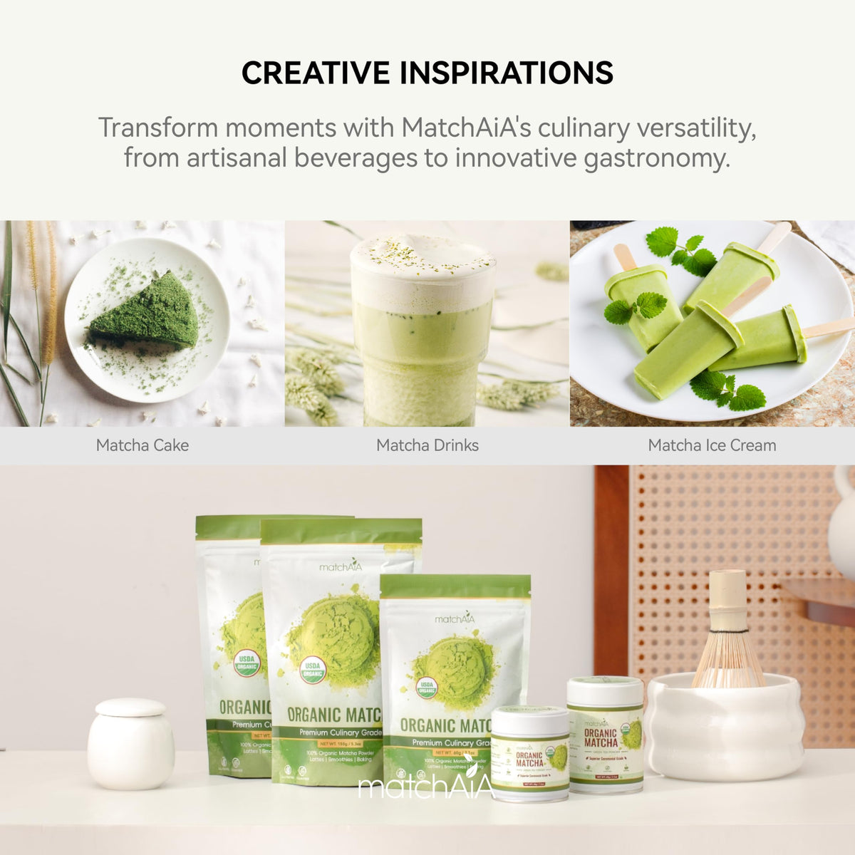 MatchAiA Organic Matcha Green Tea Powder – Premium Culinary Grade, USDA Certified, 350g Tin