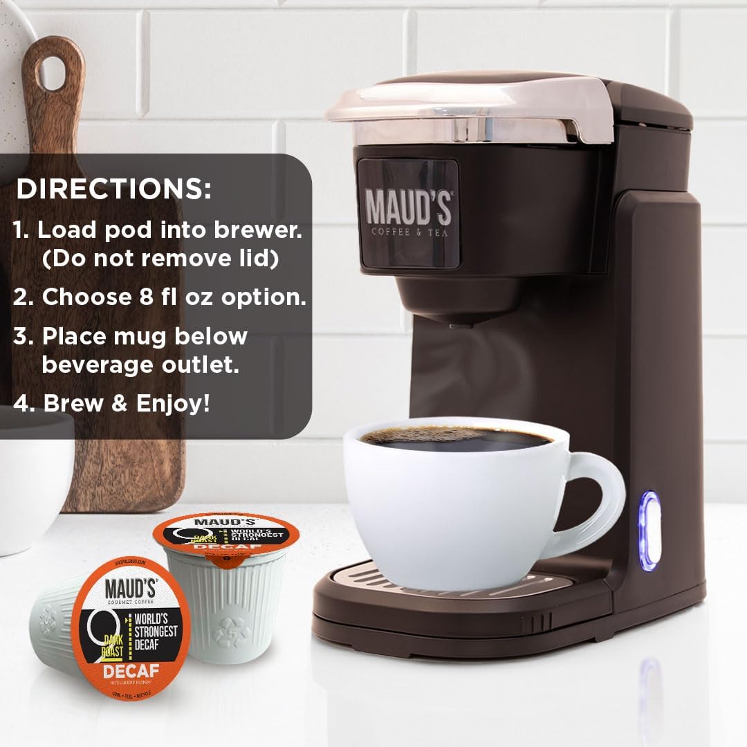 Maud's World's Strongest Decaf Coffee Pods – 50ct, Arabica, Keurig Compatible