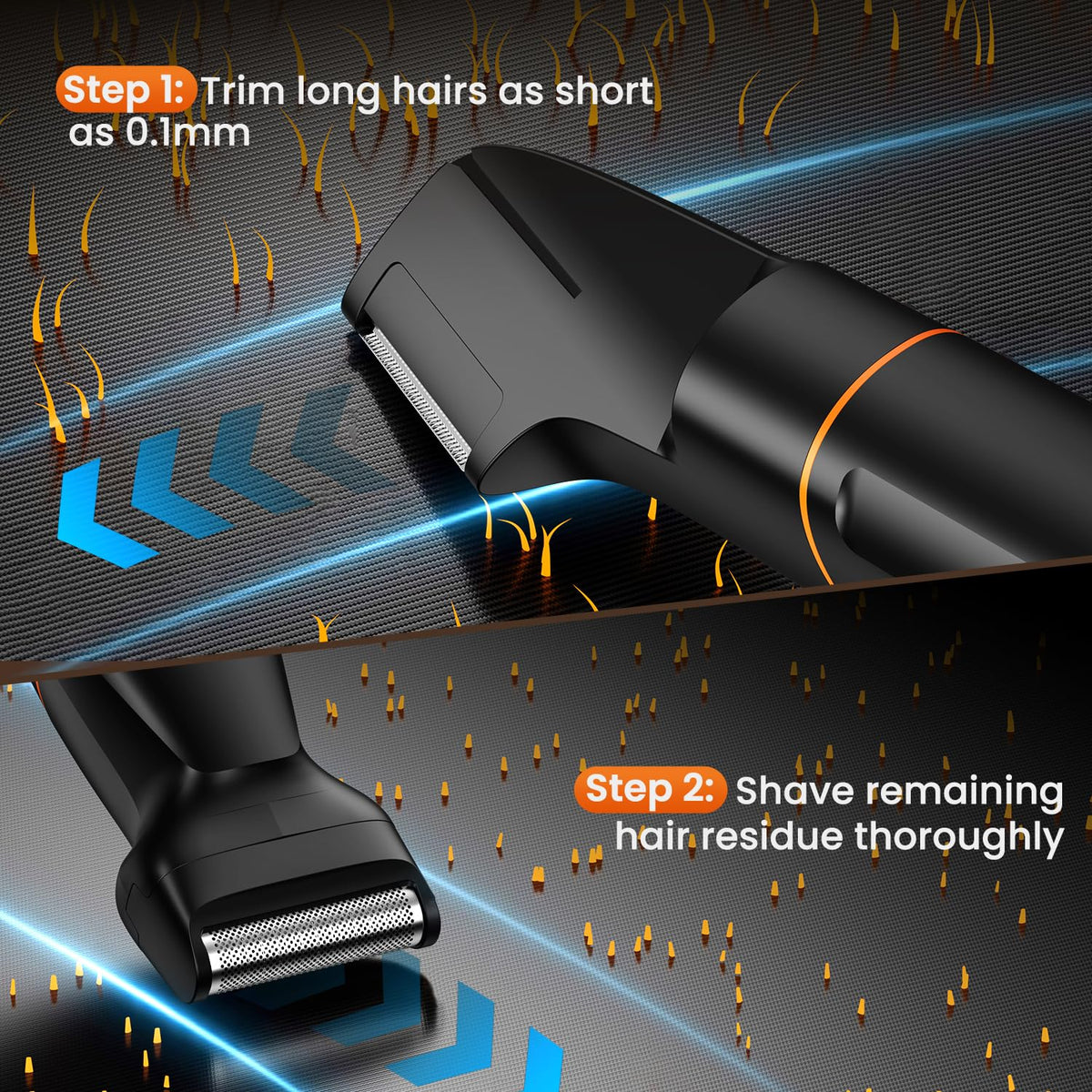 MAXGROOM Manscape Body Hair Trimmer for Men, Waterproof Pubic, Groin & Ball Shaver, No-Nick Mens Electric Grooming Kit with LED Display, USB Rechargeable, Adjustable Guide Comb
