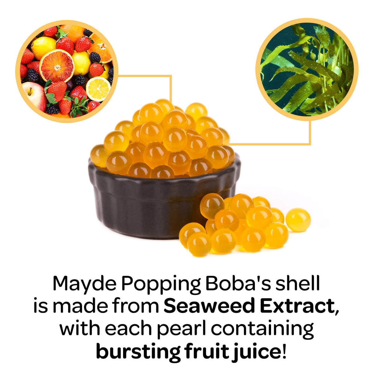 Mayde Popping Boba Pearls – Mango Flavor, 7 lb Bulk for Bubble Tea & Desserts