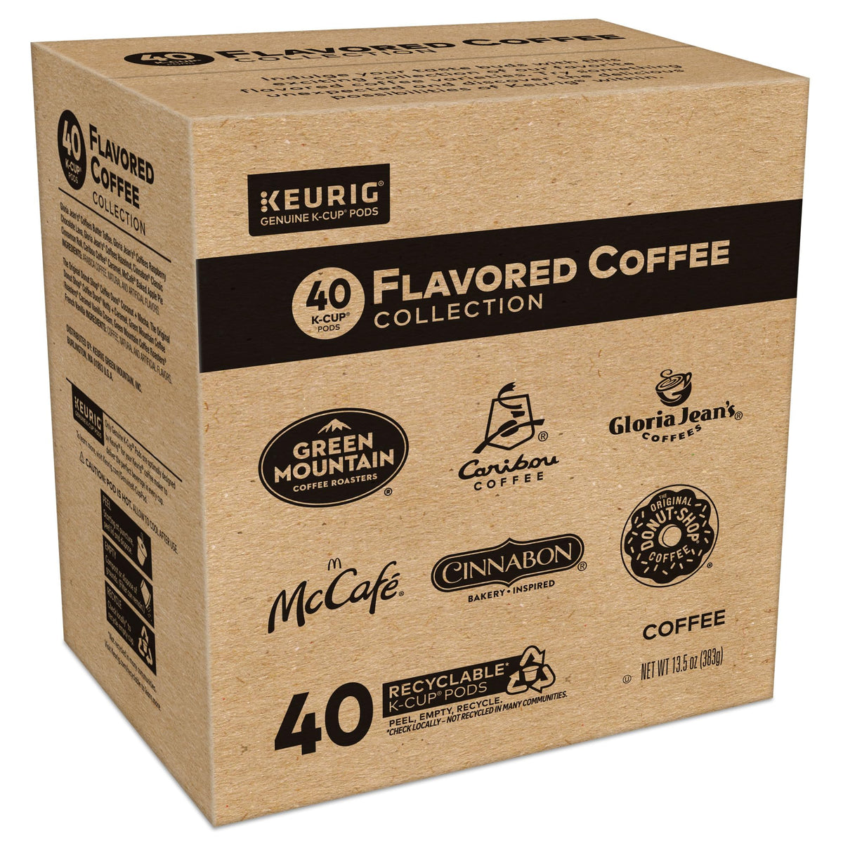Keurig Flavored Coffee Variety Pack — 40 K-Cup Pods, 10 Flavors, 6 Brands