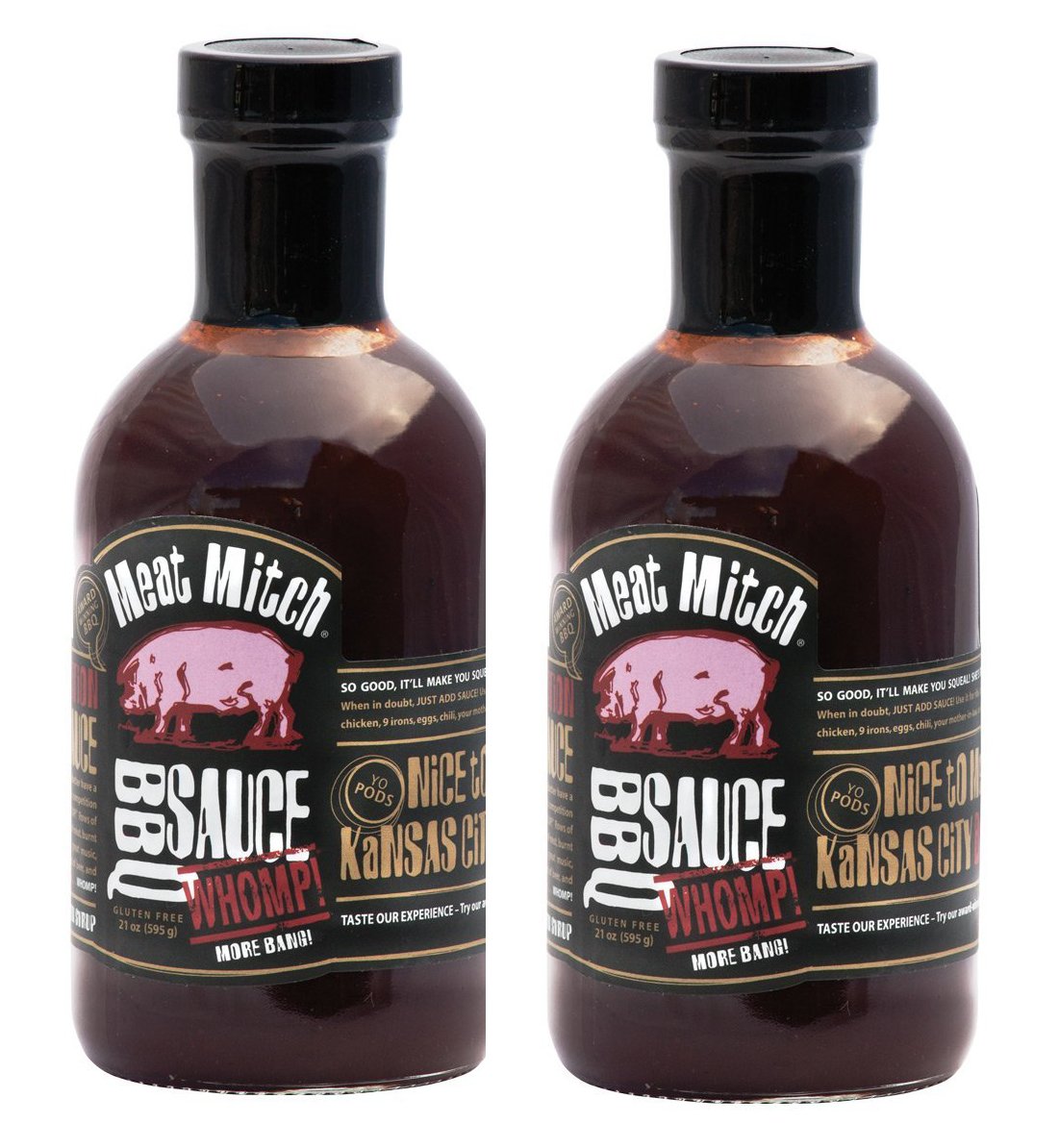 Meat Mitch WHOMP! BBQ Sauce – KC Style Competition Barbecue (Pack of 2, 21 oz)