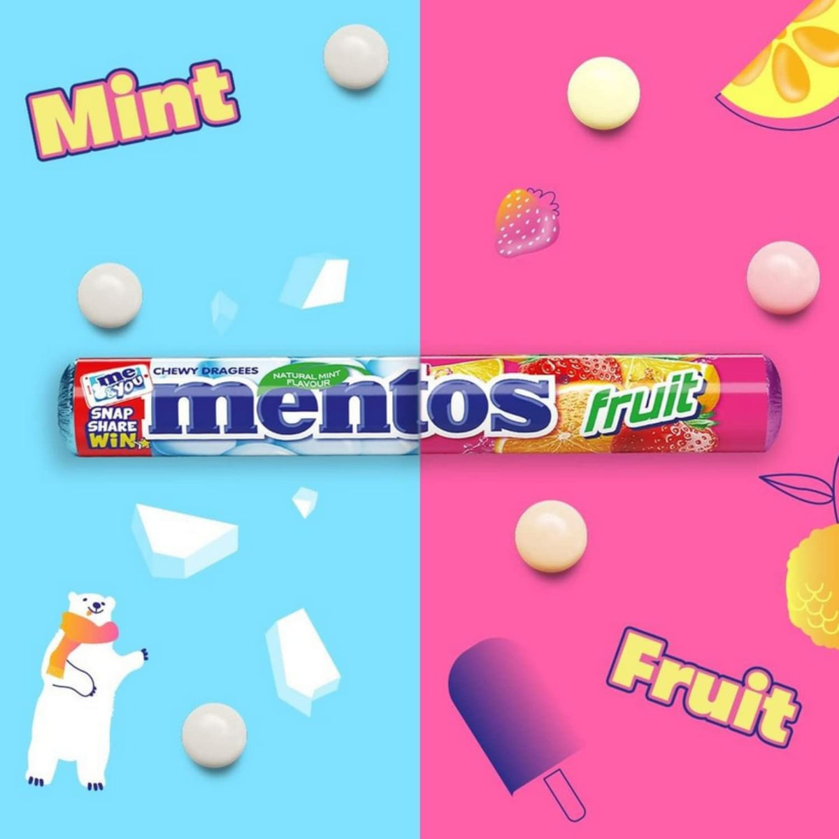 Mentos Mint Chewy Dragees 38 g (Pack of 40) – Fresh Mint Beads