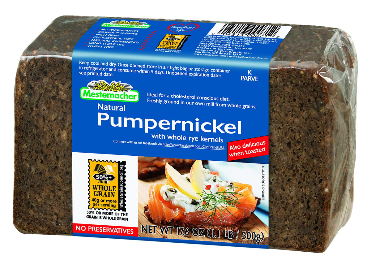 Mestemacher Pumpernickel Bread – 17.6 oz, Pack of 12 | Whole Grain, Fiber-Rich & Long-Lasting