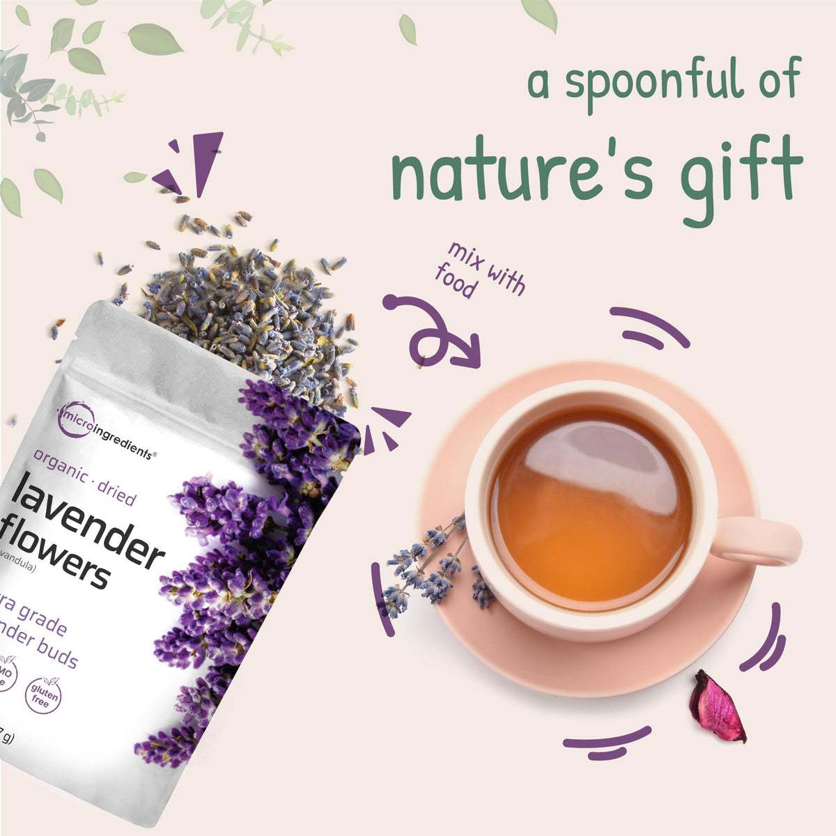 Organic Dried Lavender Flowers 2lbs | Micro Ingredients, France-Sourced, Non-GMO