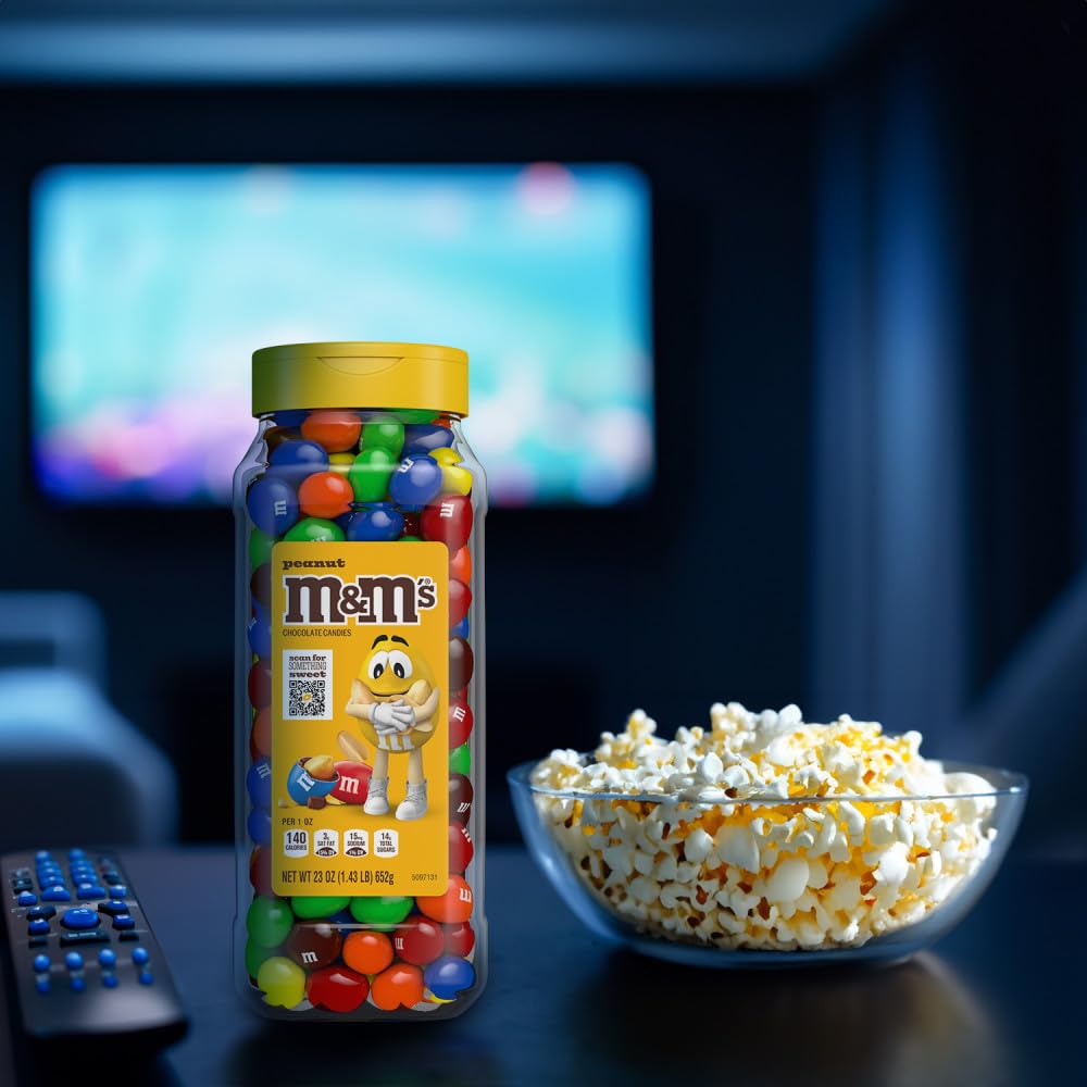 M&M'S Milk Chocolate & Peanut Bulk Candy Jars – Party Size, 2 x 48.5 oz, Recyclable & Resealable