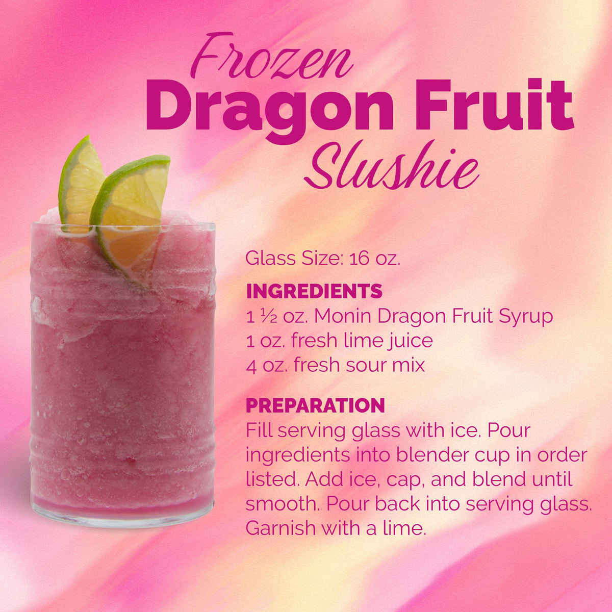 Monin Dragon Fruit Syrup - 1 L | Gluten-Free & Non-GMO, Great for Cocktails & Teas