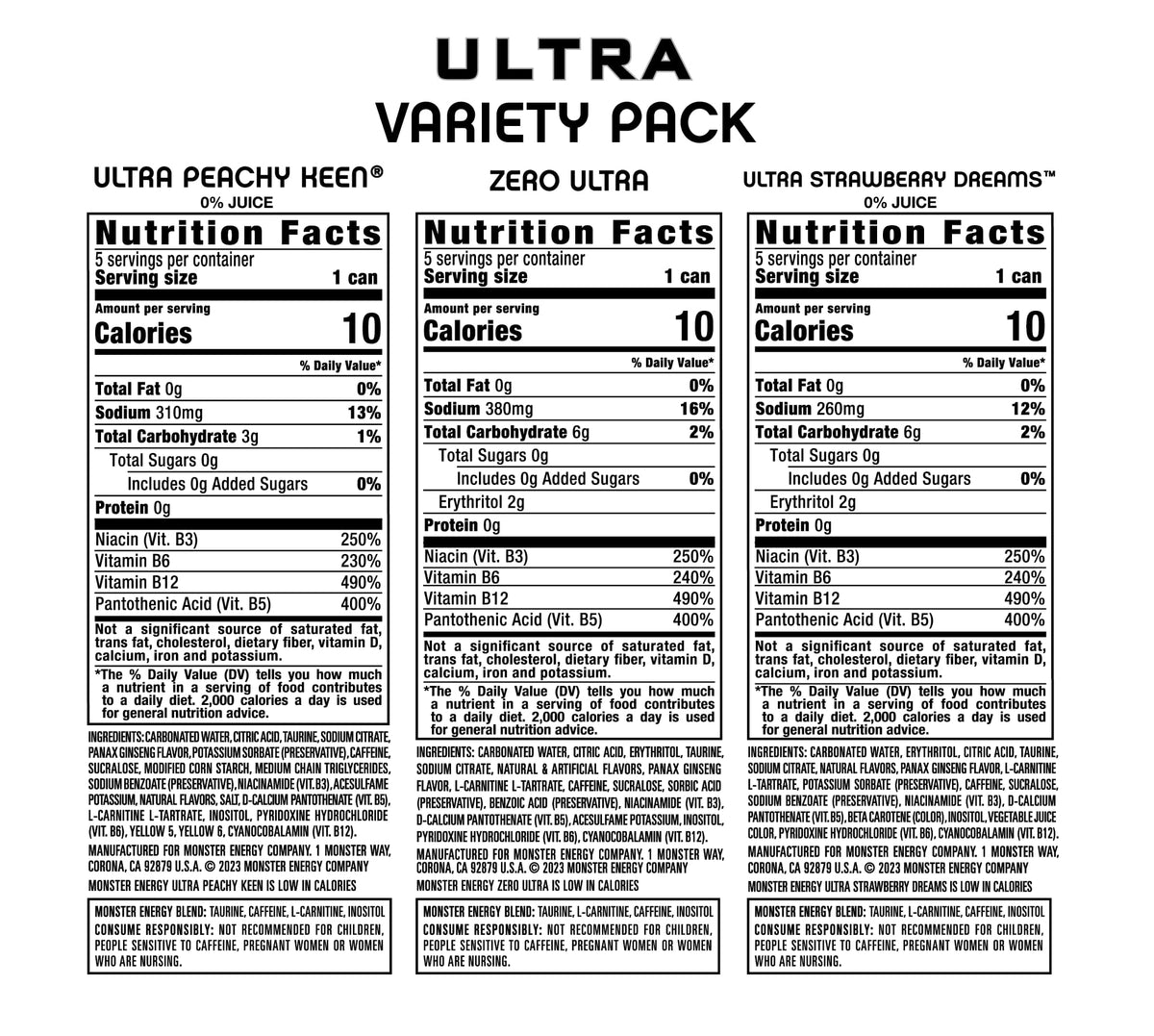 Monster Energy Ultra Variety Pack – Zero Sugar, 16 oz (PKZSD)
