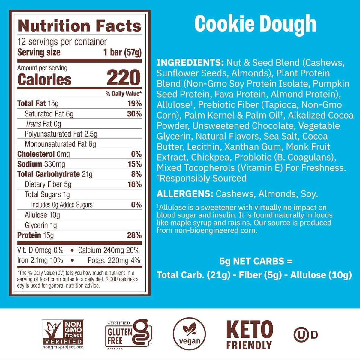 Munk Pack Variety Pack Probiotic Protein Bars | 15g Protein, 1g Sugar, 5g Net Carbs | Plant-Based