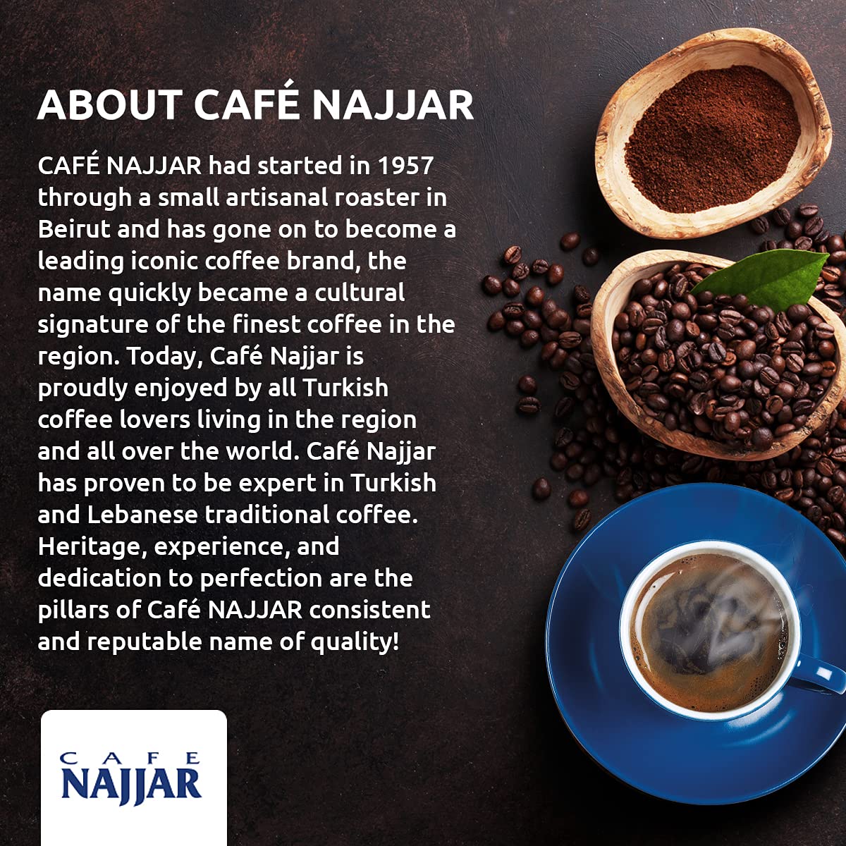 Najjar Cafe Classic Cardamom Turkish Coffee 450g Pack of 2 | 100% Arabica