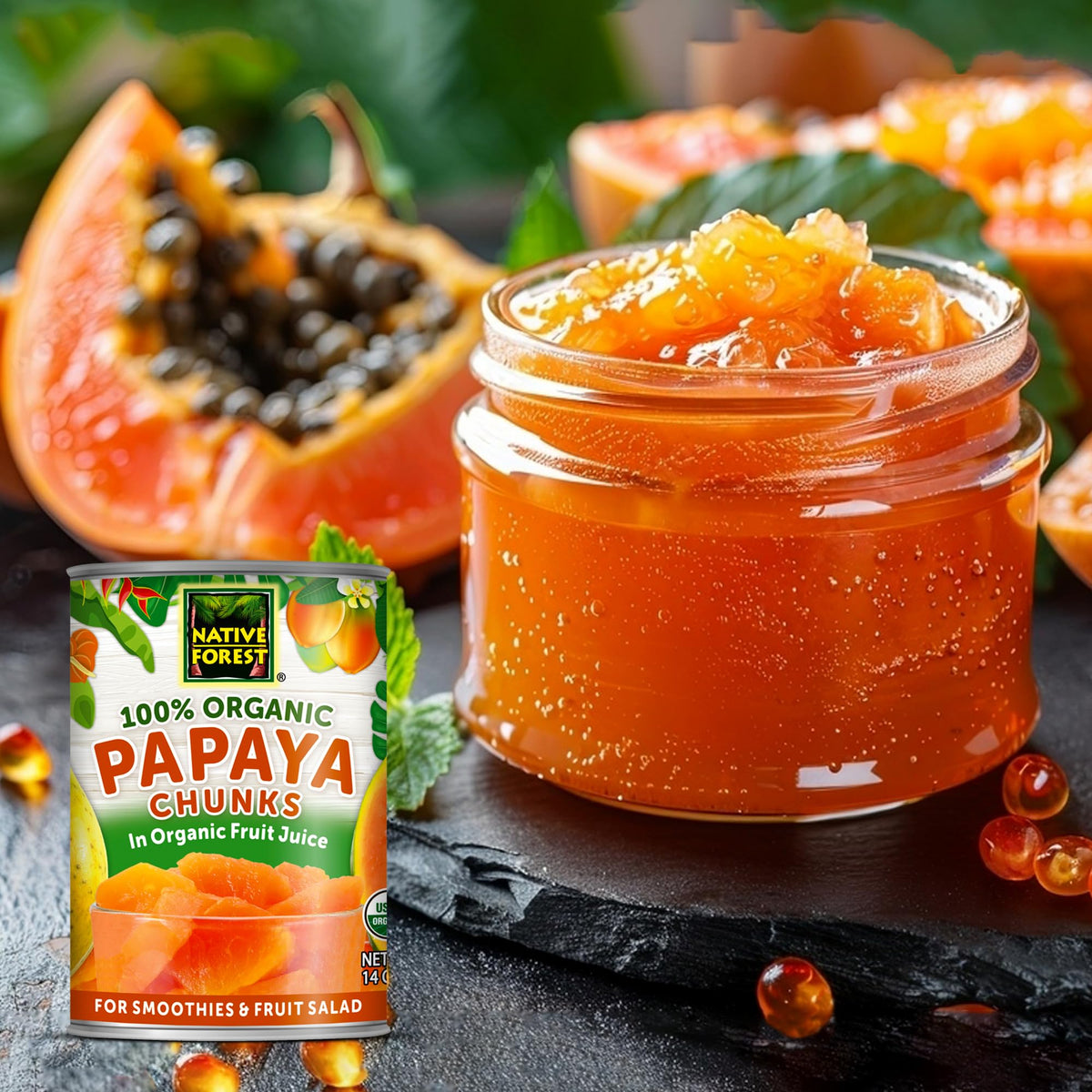 Native Forest Organic Papaya Chunks in Fruit Juice – 14 Oz Can (Pack of 6) | Non-GMO, Vegan