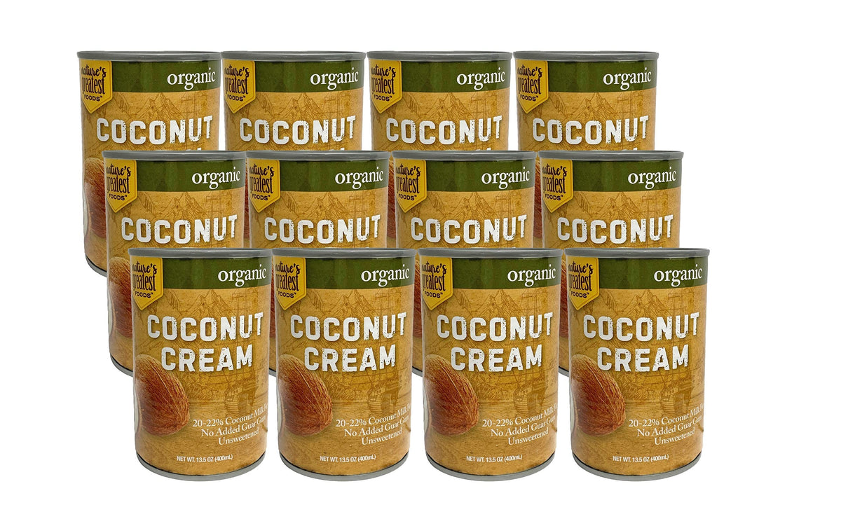 Organic Coconut Cream – No Guar Gum, Unsweetened, 20–22% Fat, 13.5 oz (12-Pack) | Nature’s Greatest Foods