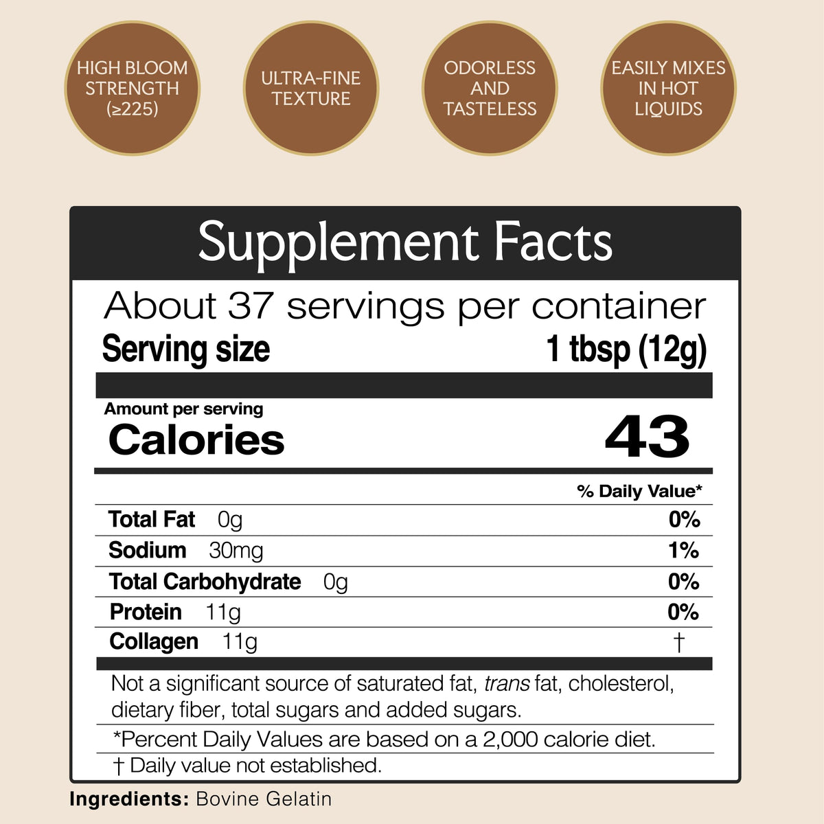 Neversink Naturals Grass Fed Gelatin Powder - Unflavored, 11g Protein, Keto & Paleo